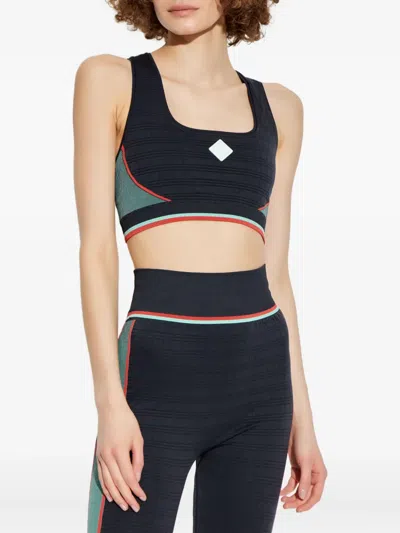 Casablanca Block Detail Racer Back Textured Sports Bra In Multi