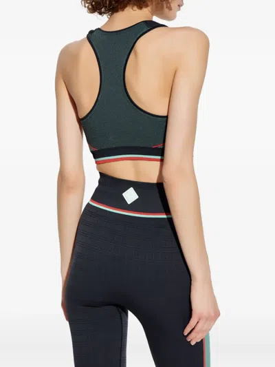 Casablanca Block Detail Racer Back Textured Sports Bra In Multi