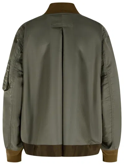 Sacai Bomber Jacket With Ribbed Cuffs And Pockets In Gray