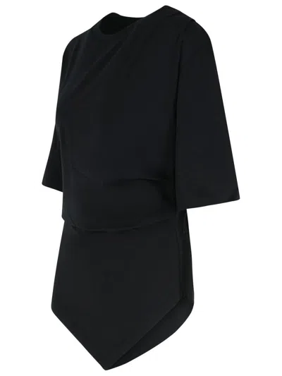 Rohe Asymmetrical Black Organic Cotton Woven T-shirt In Black