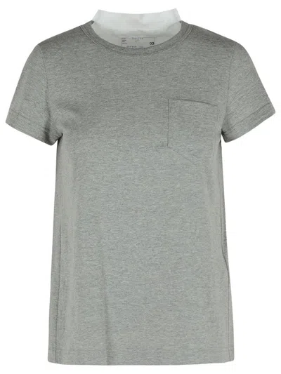 Sacai Gray Cotton T-shirt