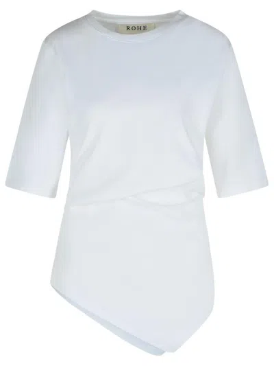 Rohe Asymmetrical White Organic Cotton Woven T-shirt In White