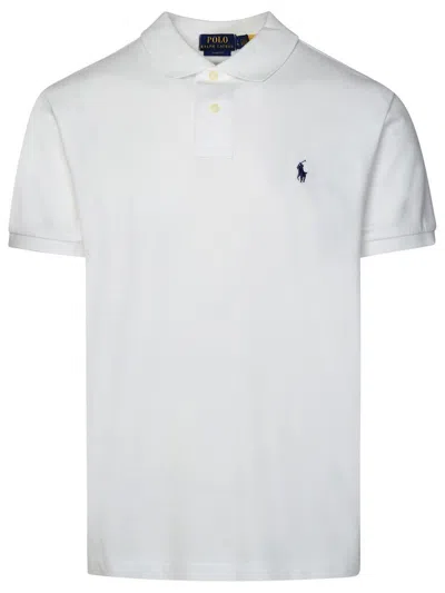 Polo Ralph Lauren White Fitted Polo Shirt With Logo In Cotton Man In White