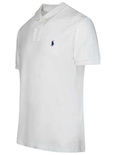 Polo Ralph Lauren White Fitted Polo Shirt With Logo In Cotton Man In White