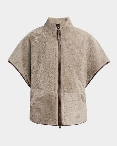 Brunello Cucinelli Lightweight Curly Sheep Shearling Jacket In Neutral