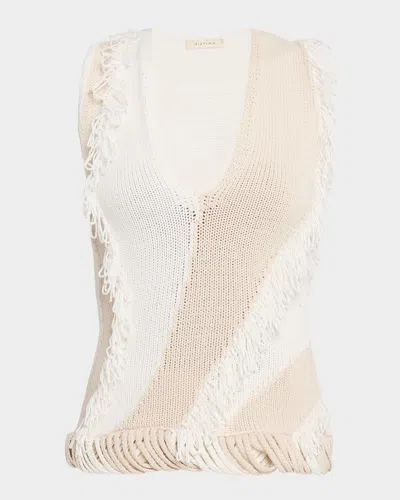 Diotima Roaring Fringed Sleeveless Knit Top In Multi