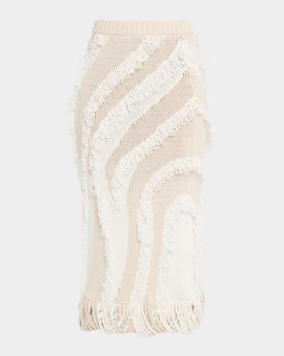 Diotima Roaring Fringed Knit Midi Skirt