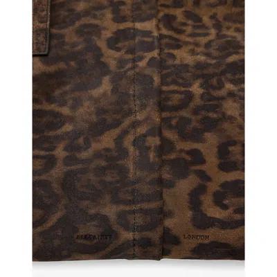 Allsaints Womens Leopard Brown Ara Leopard Leather Tote Bag