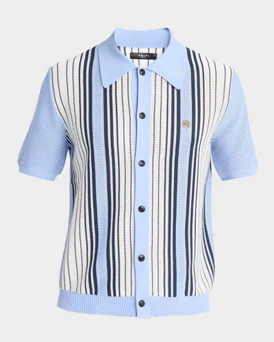 Amiri Script Stripe Viscose Shirt In Blue
