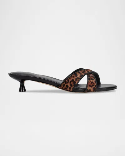 Marc Fisher Ltd Tracey Genuine Calf Hair Kitten Heel Slide Sandal In Brown