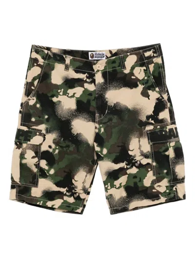 A Bathing Ape Map Camo Cargo-shorts In Green