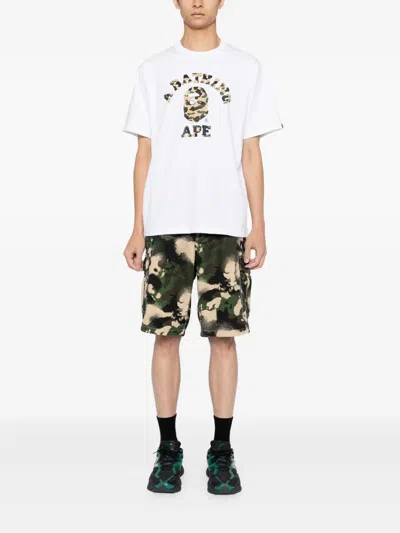 A Bathing Ape Map Camo Cargo-shorts In Green