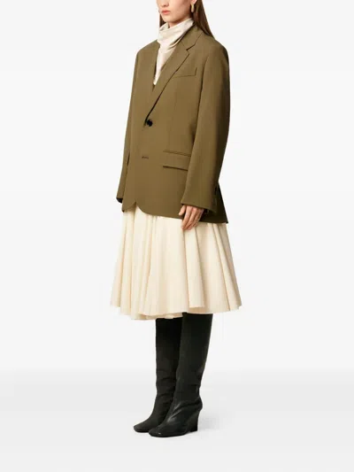 Ami Alexandre Mattiussi Green Wool Loose Single Breasted Jacket Green In Brown