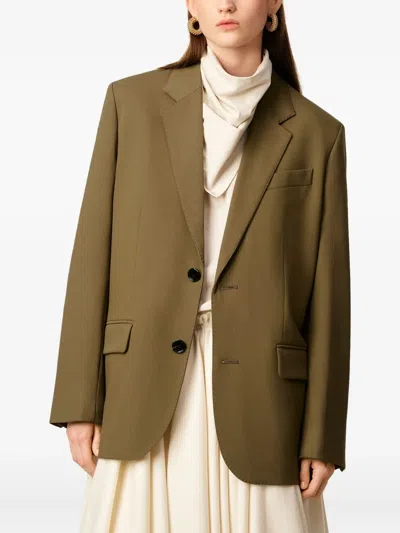 Ami Alexandre Mattiussi Green Wool Loose Single Breasted Jacket Green In Brown