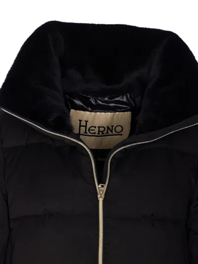 Herno Bell-sleeve Quilted Padded Jacket In Black