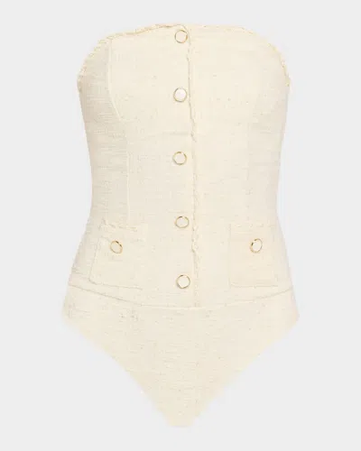 Simkhai Natalie Strapless One-piece Swimsuit In Neutral