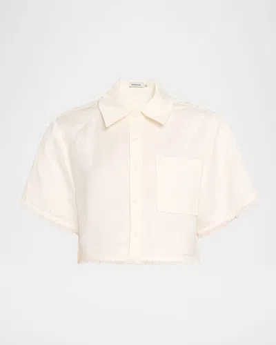 Simkhai Solange Short-sleeve Cropped Shirt In Pink