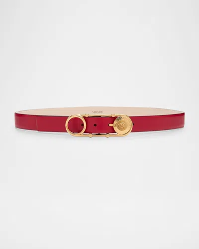 Versace Medusa Safety Pin Leather Belt