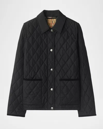 Burberry Check Lining Quilted Nylon Dorset Jacket In Black