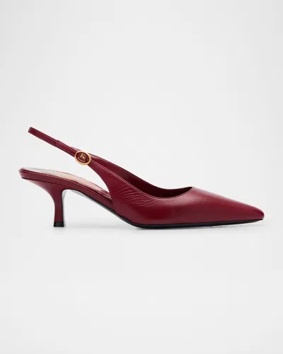 Burberry Dame Leather Slingback Pumps In Purple