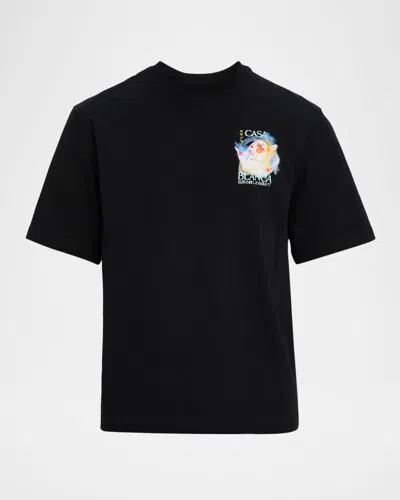 Casablanca Crew Neck Graphic Print Short Sleeves In Black