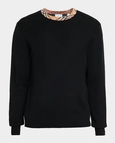 Burberry Crew Neck Knitwear With Distinctive Patterned Collar