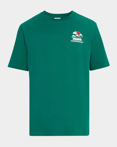 Casablanca Mens Montagne Ondulee Brand-print Cotton-jersey T-shirt In Green