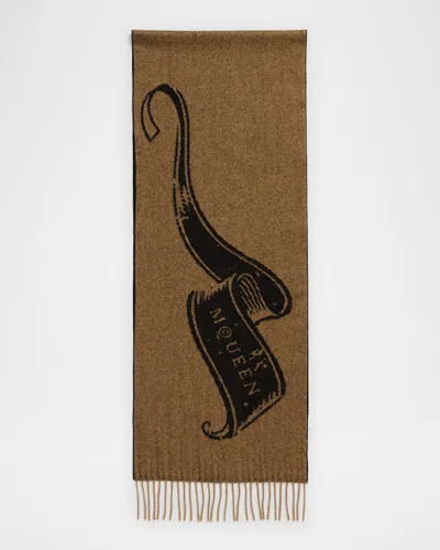 Alexander Mcqueen Cashmere & Wool Tattoo Scarf