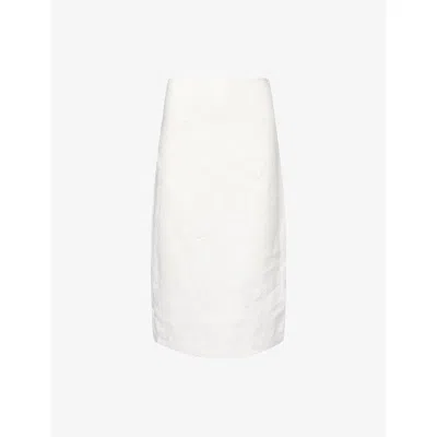 Sir Womens Ivory Alessandra Embroidered Linen Midi Skirt Xs