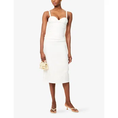 Sir Womens Ivory Alessandra Embroidered Linen Midi Skirt Xs