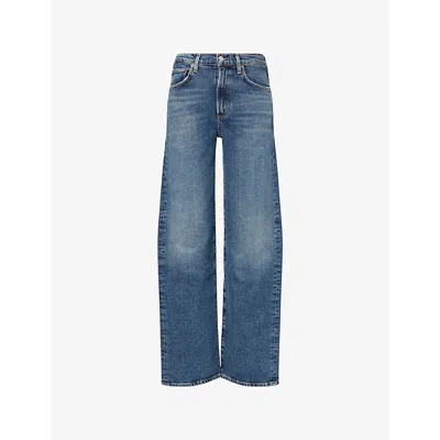 Agolde Womens Enroll Harper Straight-leg Stretch-denim Jeans In Blue