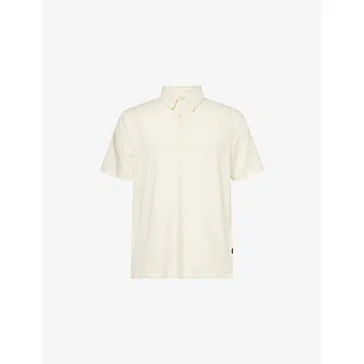 7 For All Mankind Ens Linen White Regular-fit Stretch-linen Polo Shirt In White
