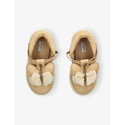 Donsje Yellow Kids' Vlindy Metallic Nubuck-leather Mary Jane Shoes Eur 20 / 4 Uk In Neutral