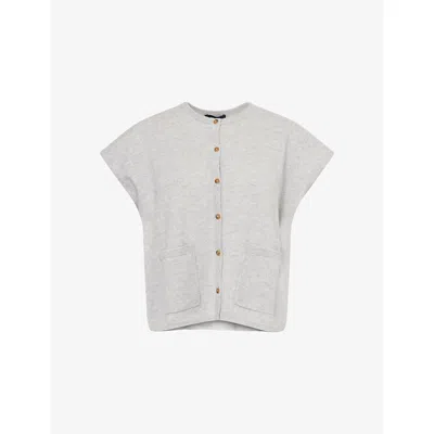 Me And Em And Em Womens Grey Melange Round-neck Relaxed-fit Cashmere Vest Top Xs