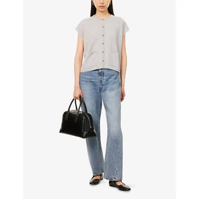 Me And Em And Em Womens Grey Melange Round-neck Relaxed-fit Cashmere Vest Top Xs