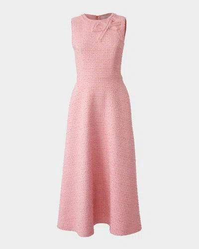 Carolina Herrera Bow Sleeveless Tweed A-line Midi Dress In Pink