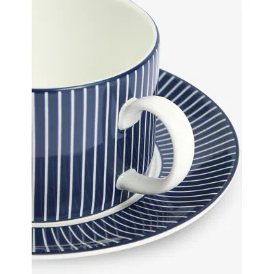 Wedgwood Gio Pinstripe Bone-china Teacup And Saucer 220ml