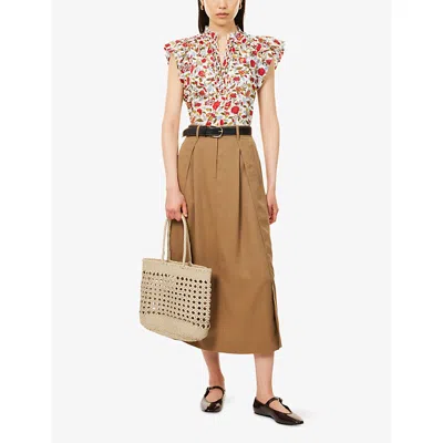 Me And Em And Em Womens Dark Tan Pleated Fluid Woven Maxi Skirt
