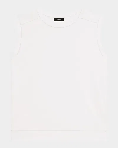 Theory Open-trim Sleeveless Top In White
