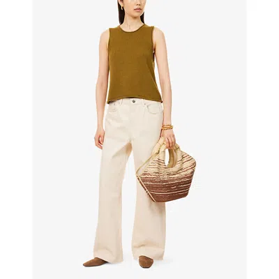 Me And Em And Em Womens Deep Golden Olive Chunky Cropped Knitted Vest Xs