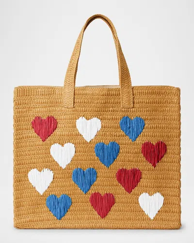 Btb Los Angeles Embroidered Heart Beach Tote Bag