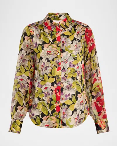 Cinq À Sept Canyon Bloom Print Tiered Ruffle Shirt