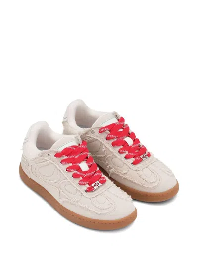 Ganni 08 Canvas Raw Edge Sneakers Parchment In Neutral