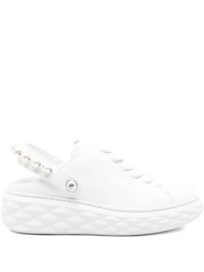 Jimmy Choo Diamond Maxi Pearl Leather Slippers