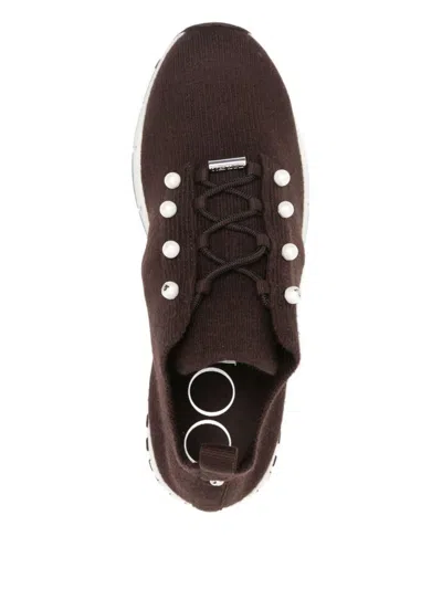 Jimmy Choo Women Veles Pearl Embellished Sneakers In Brown