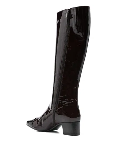 Carel Paris Malaga Leather Boots In Burgundy