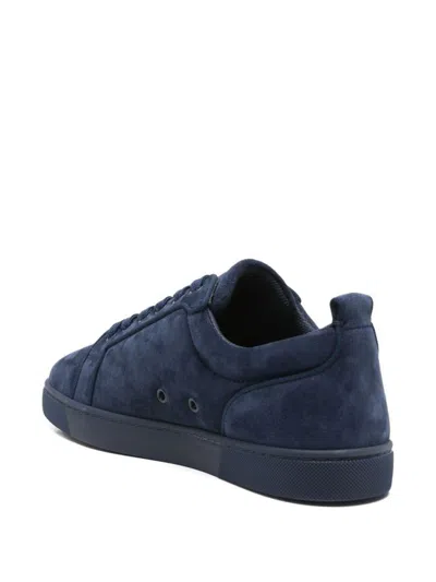 Christian Louboutin Velvet Sneakers Lace-up Eyelet Detailing In Blue