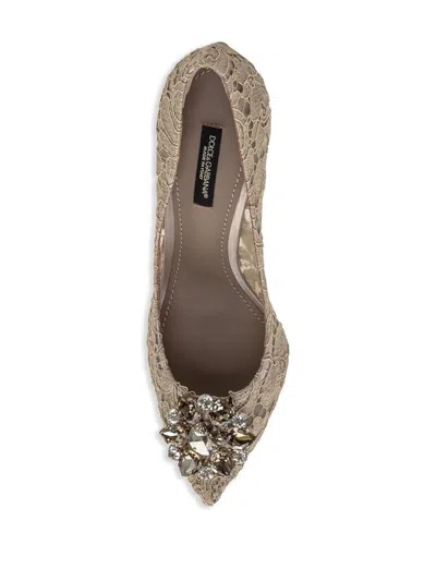 Dolce & Gabbana With Heel Beige In Gold