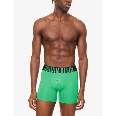 Calvin Klein Mens Grey Blk Blossom Grn Intense Power Logo-waist Pack Of Three Stretch-jersey Trunks Xxl In Black
