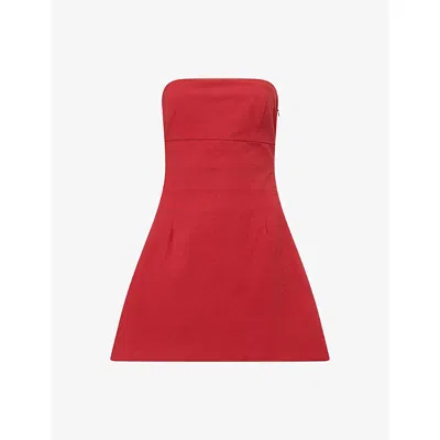 4th & Reckless Womens Red Athena Strapless Cotton-poplin Mini Dress